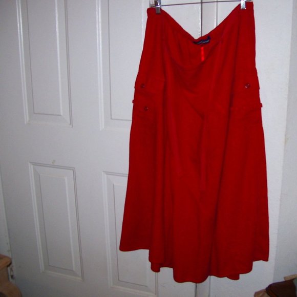 East Coast Red Maxi Linen Blend Skirt Size 24 - Picture 1 of 12